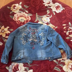 Versona Blue Jean Jacket with Floral Embroidery